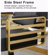 Modern Salon Styling Chair with Hydraulic Lift and Titanium Stripes Handles | Round Silver Disc Plate | Black/Silver