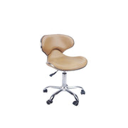Modern Shell Shape Drafting Chair with wheels | Beige Stool