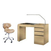 Modern Shell Shape Drafting Chair with wheels | Beige Stool