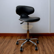 Modern Shell Shape Drafting Chair with wheels | Black Stool