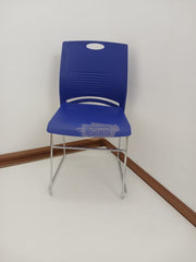 Modern Stackable Colorful Chair with Metal Frame Blue Chairs