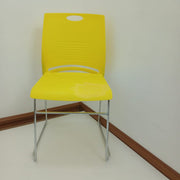 Modern Stackable Colorful Chair with Metal Frame Yellow Chairs