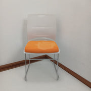 Modern Stackable Plastic Chair with Colored Seat with Metal Frame Orange Chairs