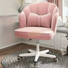 Modern Velvet Swivel Chair with Wheels | Pink Chair