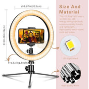 Multi-Function USB Table Ring Light 26cm with Tripod & Phone Clip Salon Furnishing