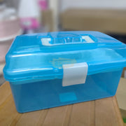 Multi-purpose Double Layer Transparent Storage Box 20*12.4*10.8cm Blue Storage Containers