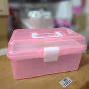 Multi-purpose Double Layer Transparent Storage Box 20*12.4*10.8cm Pink Storage Containers