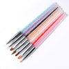 Multicolor Nail Art Brush Set with Rhinestone Handle (7 pieces) Nail Art Brush