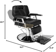 Multifunctional Hydraulic Reclining Barber Chair with Headrest & Footrest | Black Barber Chair