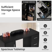 Multifunctional Table with 3 Drawers | Black 108*45*76cm Manicure Tables