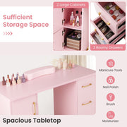 Multifunctional Table with 3 Drawers | Pink 108*45*76cm Manicure Tables