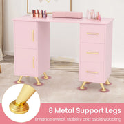Multifunctional Table with 3 Drawers | Pink 108*45*76cm Manicure Tables