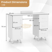 Multifunctional Table with 3 Drawers | White 108*45*76cm Manicure Tables