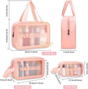 Multipurpose PVC Travel Organizer Bag | Pink Toiletry Bag