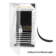 NAGARAKU Premium Matte Ellipse Flat Lash Extension 0.20 D-MIX 8-15mm False Eyelashes