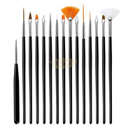 Nail Art Brush Set (15 pcs) | Black Nail Art Brush