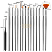 Nail Art Brush Set (15 pcs) | Black Nail Art Brush