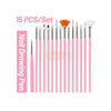 Nail Art Brush Set (15 pcs) | Pink Nail Art Brush