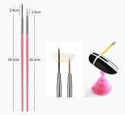 Nail Art Brush Set (15 pcs) | Pink Nail Art Brush
