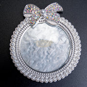 Nail Art Palette with Rhinestones & Pearls Silver Acrylic Palette