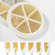 Nail Art Steel Caviar Beads Wheel | Gold (Mixed Sizes) Nail Art