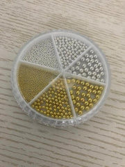 Nail Art Steel Caviar Beads Wheel | Silver & Gold (Mixed Sizes) Nail Art