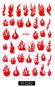Nail Flame Stickers - Available in 9 variants XF-3282 Red Nail Art