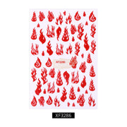 Nail Flame Stickers - Available in 9 variants XF-3286 Red Nail Art