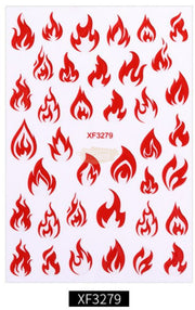 Nail Flame Stickers - Available in 9 variants XF3279 Red Nail Art