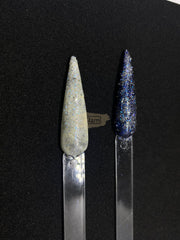 Nail Glitter Powder | Blue Effect (shown on white and black gel polish) Nail Powder