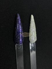 Nail Glitter Powder | Purple Effect (shown on white and black gel polish) Nail Powder
