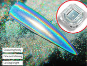 Nail Powder Laser Chrome Aurora Mirror Nail Powder w sponge eyeshadow applicator Nail Art Tool