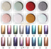 Nail Powder Mirror Effect Chrome Powder with applicator available in 16 colors Nail Powder