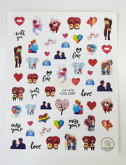 Nail Stickers Hearts Love and Lips - Available in 23 designs CA436 Nail Stickers
