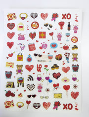 Nail Stickers Hearts Love and Lips - Available in 23 designs WG456 Nail Stickers