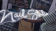 Nail Studio White LED Neon Sign 120cm with Remote Indoor LED Sign