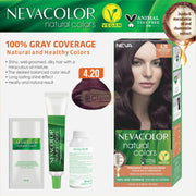 Nevacolor Natural Colors Permanent Hair Color Cream Set | 4.20 Aubergine Purple Permanent Hair Color