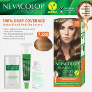 Nevacolor Natural Colors Permanent Hair Color Cream Set | 7.334 Golden Caramel Permanent Hair Color