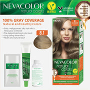 Nevacolor Natural Colors Permanent Hair Color Cream Set | 8.1 Light Ash Blonde Permanent Hair Color
