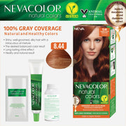 Nevacolor Natural Colors Permanent Hair Color Cream Set | 8.44 Cinnamon Copper Permanent Hair Color