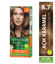 Nevacolor Natural Colors Permanent Hair Color Cream Set | 8.7 Light Caramel Permanent Hair Color