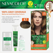 Nevacolor Natural Colors Permanent Hair Color Cream Set | 8.7 Light Caramel Permanent Hair Color