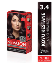 Nevaton Permanent Hair Color Cream Set (2 Tubes+Oxidation) - 3.4 Dark Chestnut