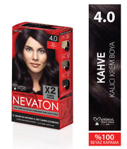 Nevaton Permanent Hair Color Cream Set (2 Tubes+Oxidation) - 4.0 Brown