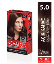 Nevaton Permanent Hair Color Cream Set (2 Tubes+Oxidation) - 5.0 Light Brown