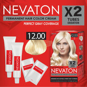 Nevaton Permanent Hair Color Cream Set (2 Tubes + Oxidation) - 12.00 Ivory Hair Color