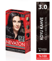 Nevaton Permanent Hair Color Cream Set (2 Tubes+Oxidation) - 3.0 Dark ...
