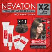 Nevaton Permanent Hair Color Cream Set (2 Tubes + Oxidation) - 7.11 Blonde Intense Ash Hair Color
