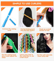 No Heat Magic Hair Curlers with hooks | 55cm Hair Rollers
