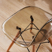 Nordic Glossy Plastic Chair with Wooden Legs | Pink Dining Chairs